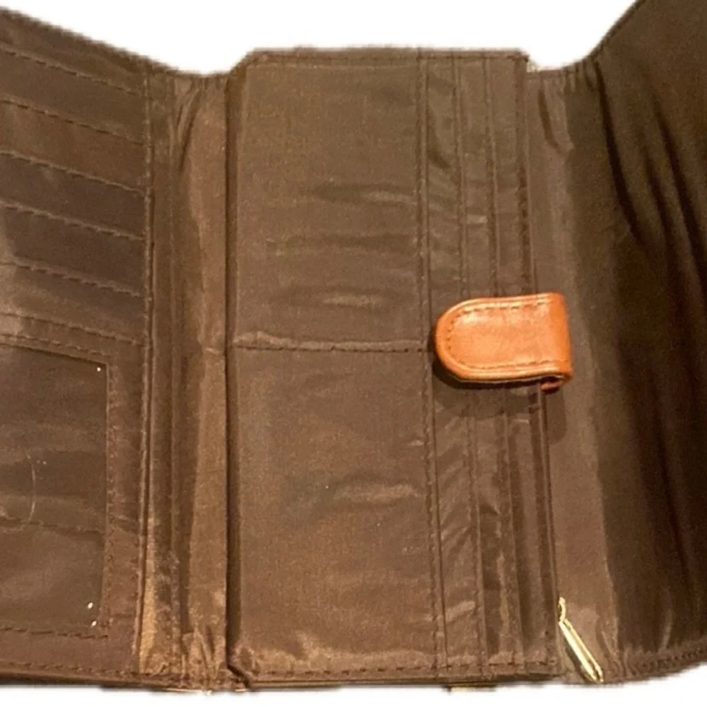 Brown Patterned Wallet with Gold Accents